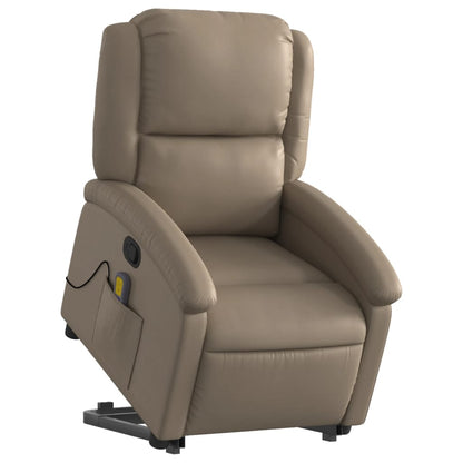 Poltrona Alzapersone Massaggi Reclinabile Cappuccino Similpelle - homemem39