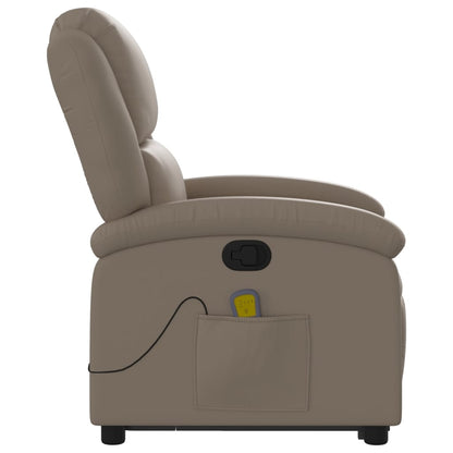 Poltrona Alzapersone Massaggi Reclinabile Cappuccino Similpelle - homemem39
