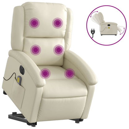 Poltrona Alzapersona Elettrica Reclinabile Crema in Similpelle | homemem39