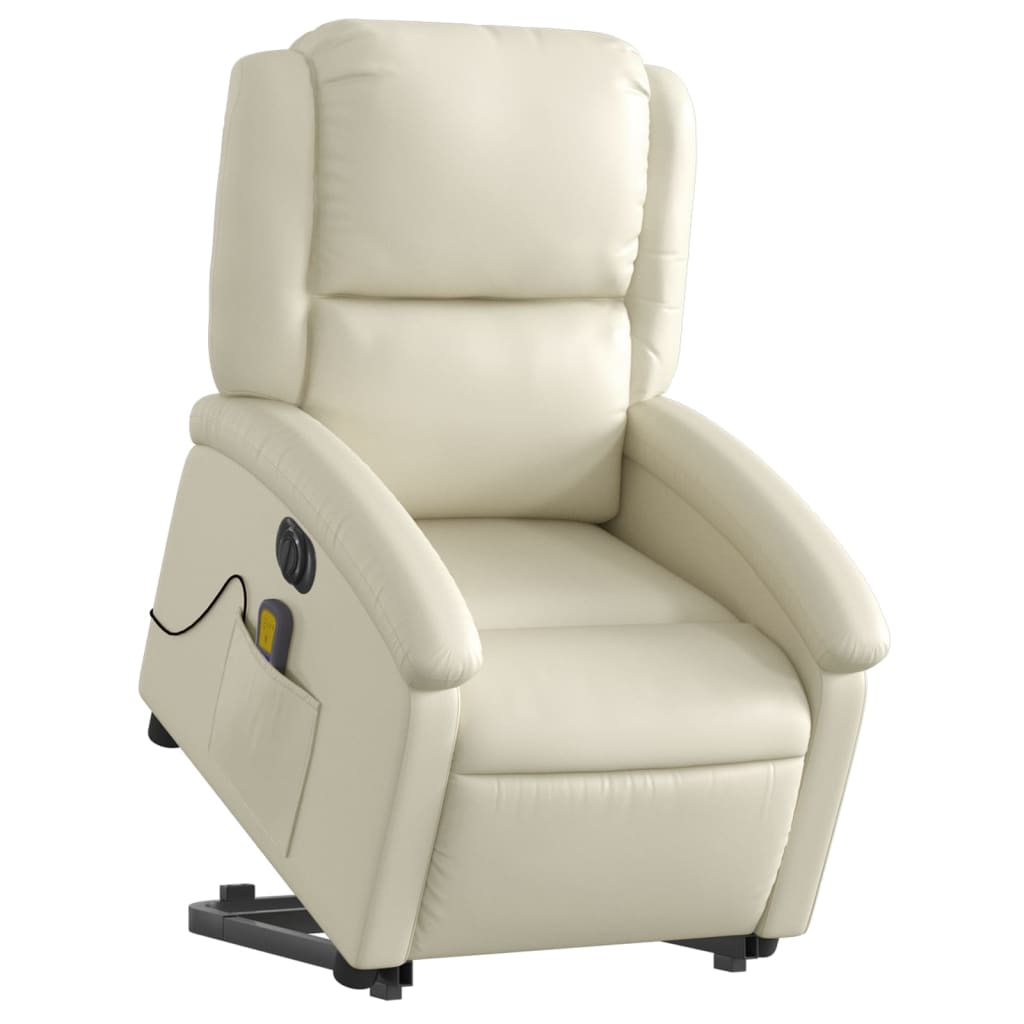 Poltrona Alzapersona Elettrica Reclinabile Crema in Similpelle | homemem39