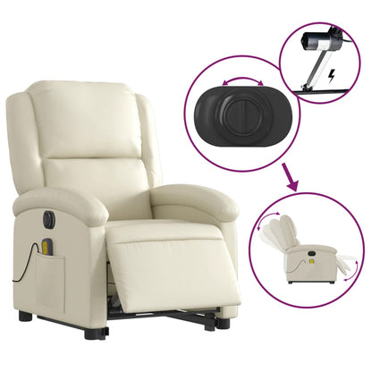 Poltrona Alzapersona Elettrica Reclinabile Crema in Similpelle | homemem39