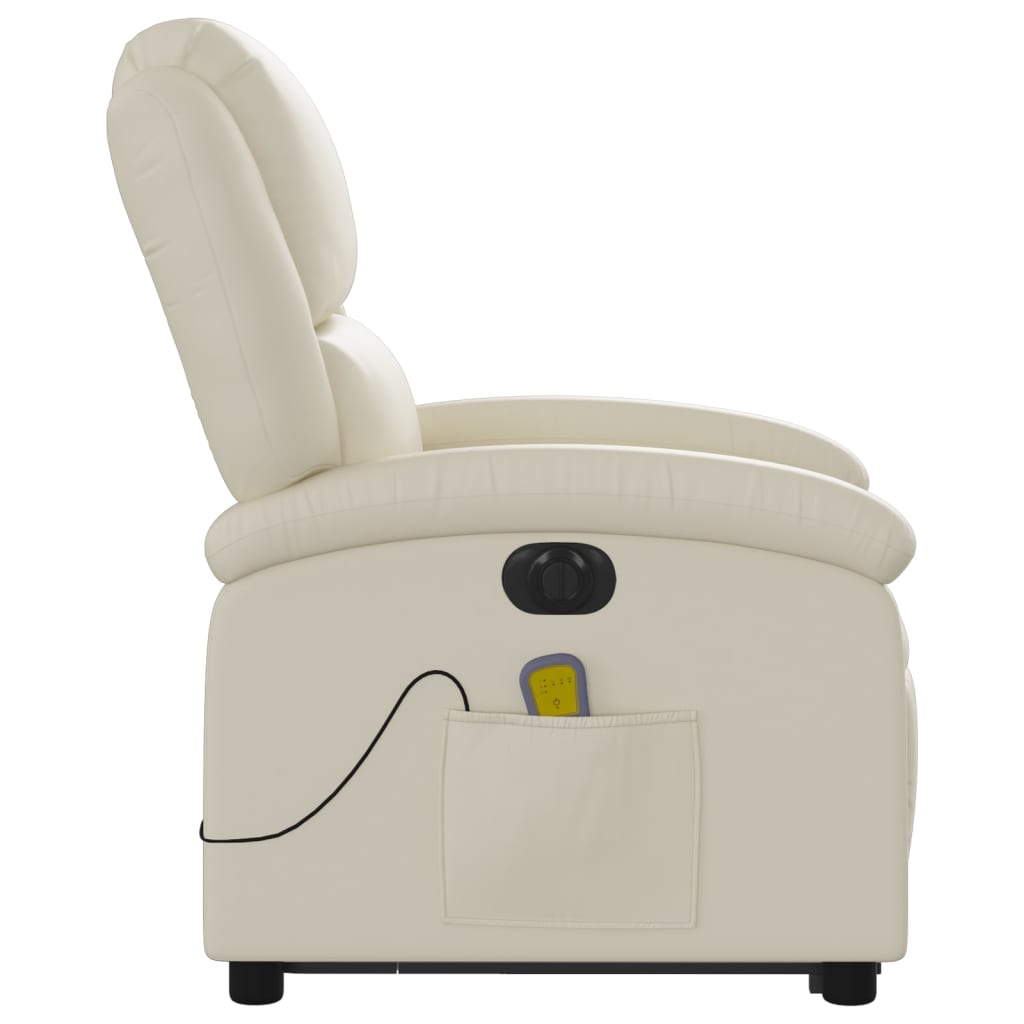 Poltrona Alzapersona Elettrica Reclinabile Crema in Similpelle | homemem39