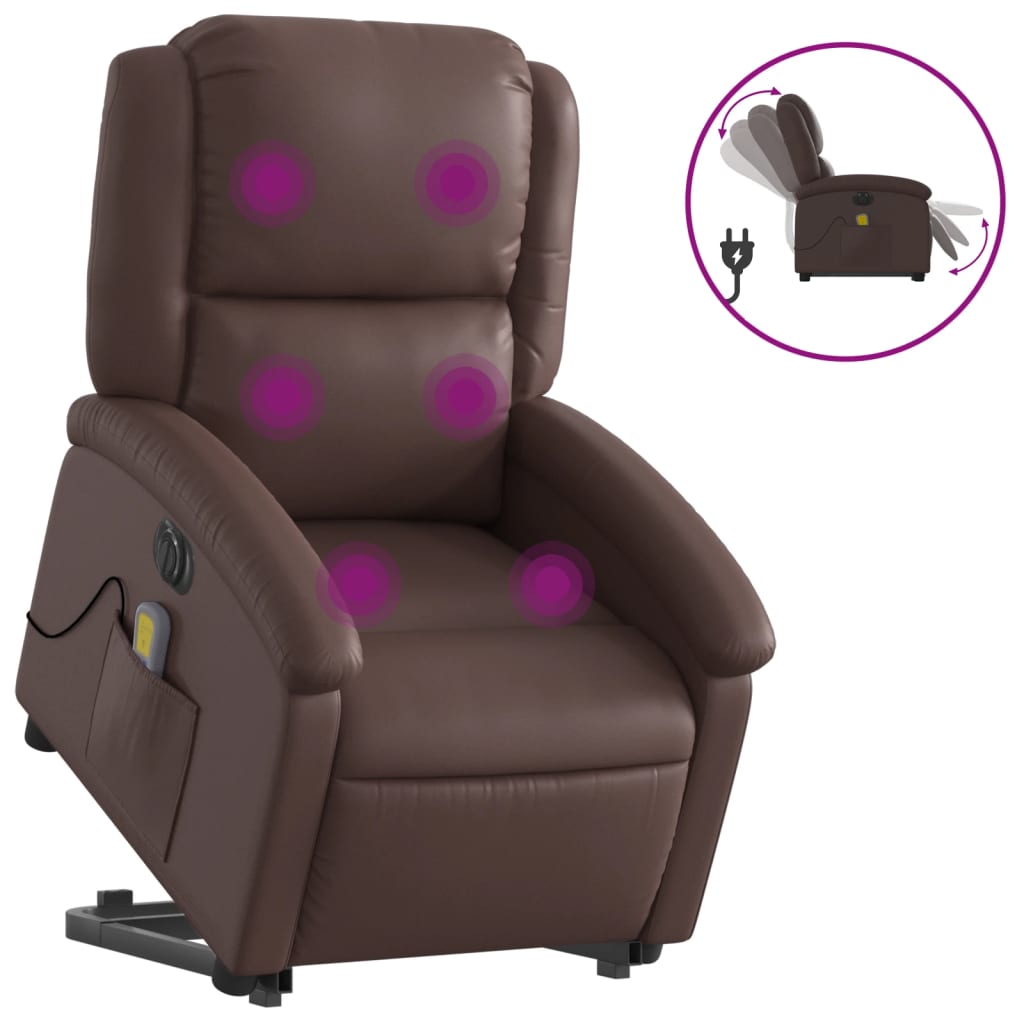 Poltrona Alzapersona Elettrica Reclinabile Marrone Similpelle | homemem39