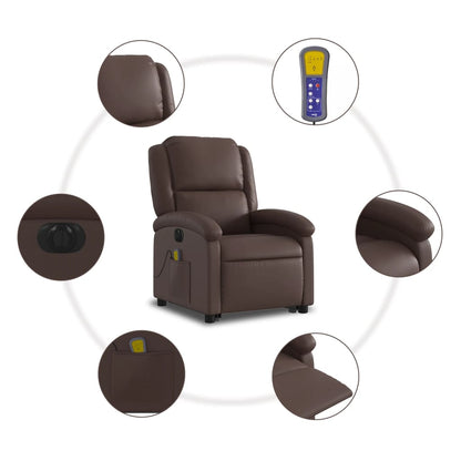 Poltrona Alzapersona Elettrica Reclinabile Marrone Similpelle | homemem39