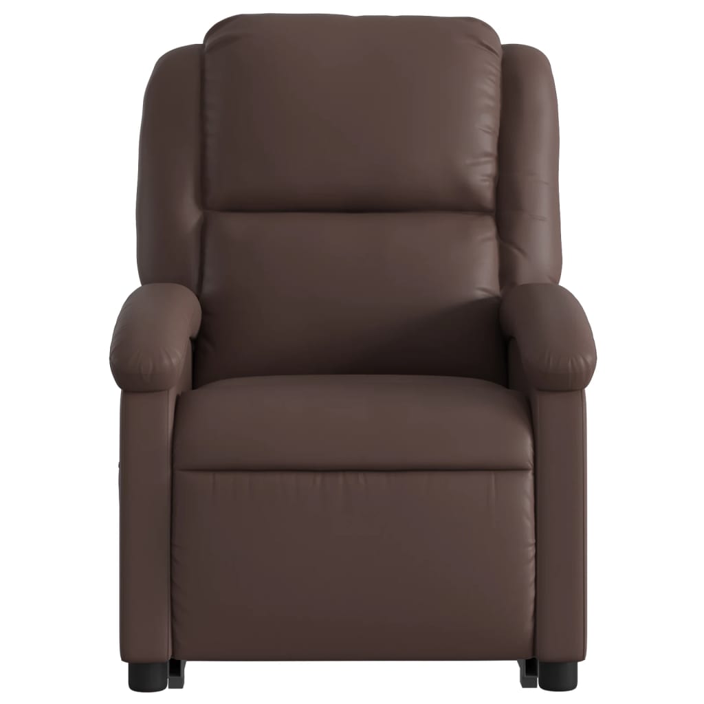 Poltrona Alzapersona Elettrica Reclinabile Marrone Similpelle - homemem39
