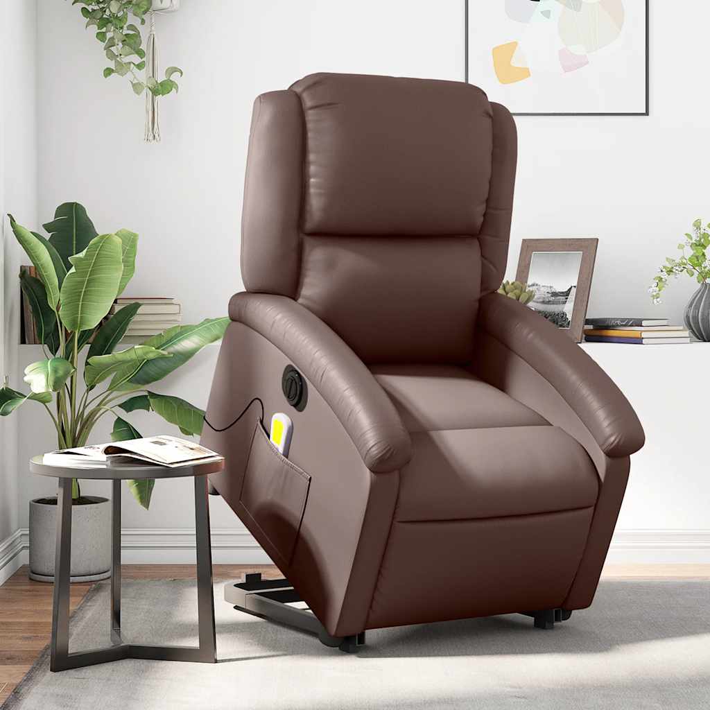 Poltrona Alzapersona Elettrica Reclinabile Marrone Similpelle | homemem39
