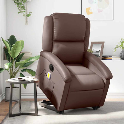 Poltrona Alzapersona Elettrica Reclinabile Marrone Similpelle | homemem39