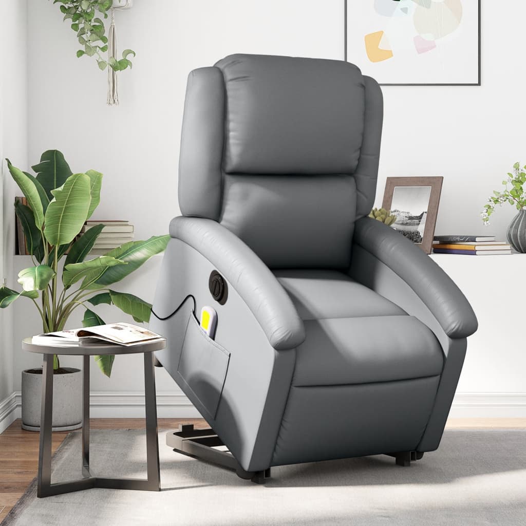 Poltrona Alzapersona Elettrica Reclinabile Grigio in Similpelle | homemem39