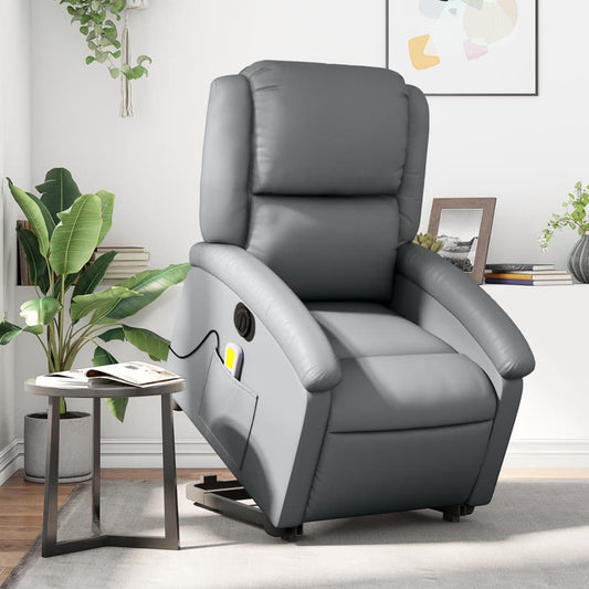 Poltrona Alzapersona Elettrica Reclinabile Grigio in Similpelle | homemem39
