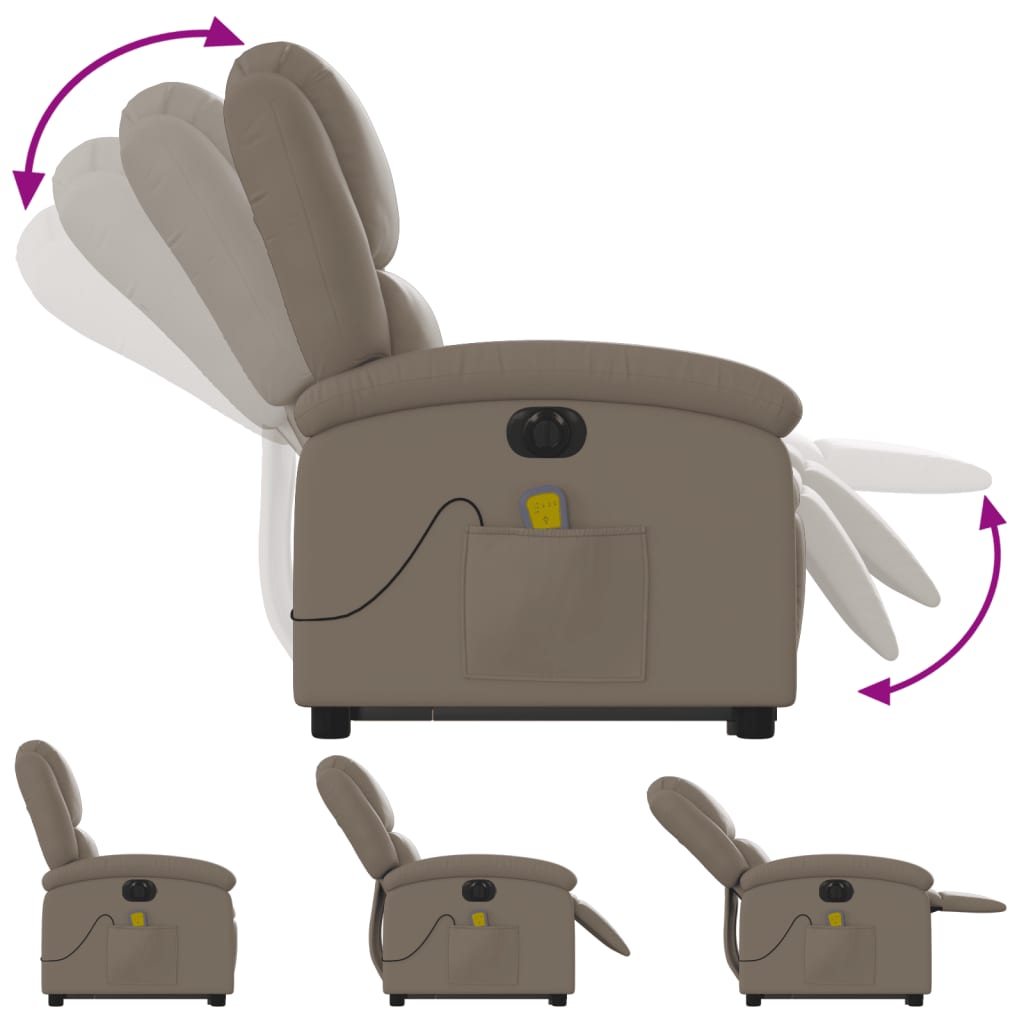 Poltrona Alzapersona Massaggio Elettrica Cappuccino Similpelle - homemem39