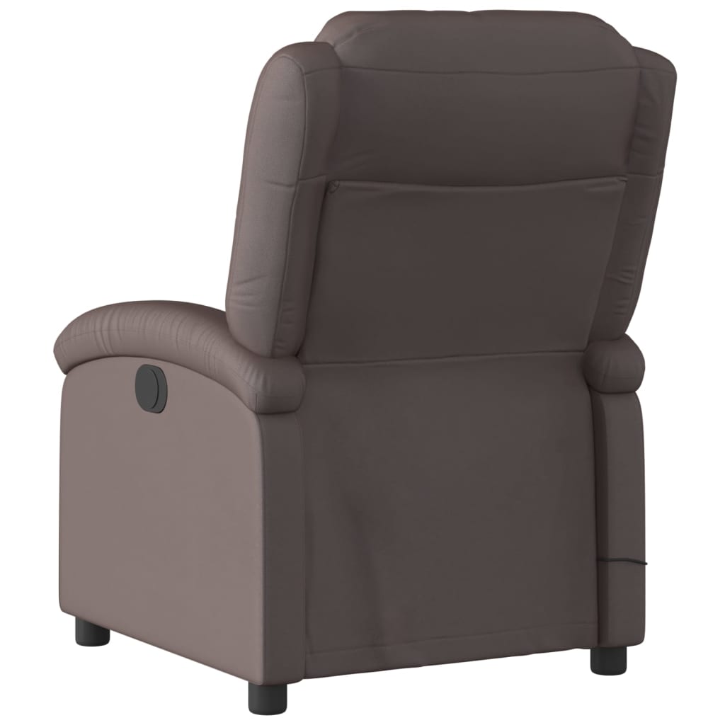 Poltrona Massaggi Reclinante Elettrica Marrone Scuro Vera Pelle | homemem39