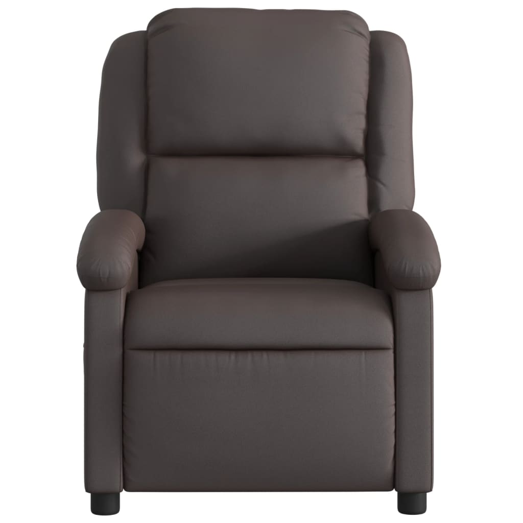 Poltrona Massaggi Reclinante Elettrica Marrone Scuro Vera Pelle | homemem39
