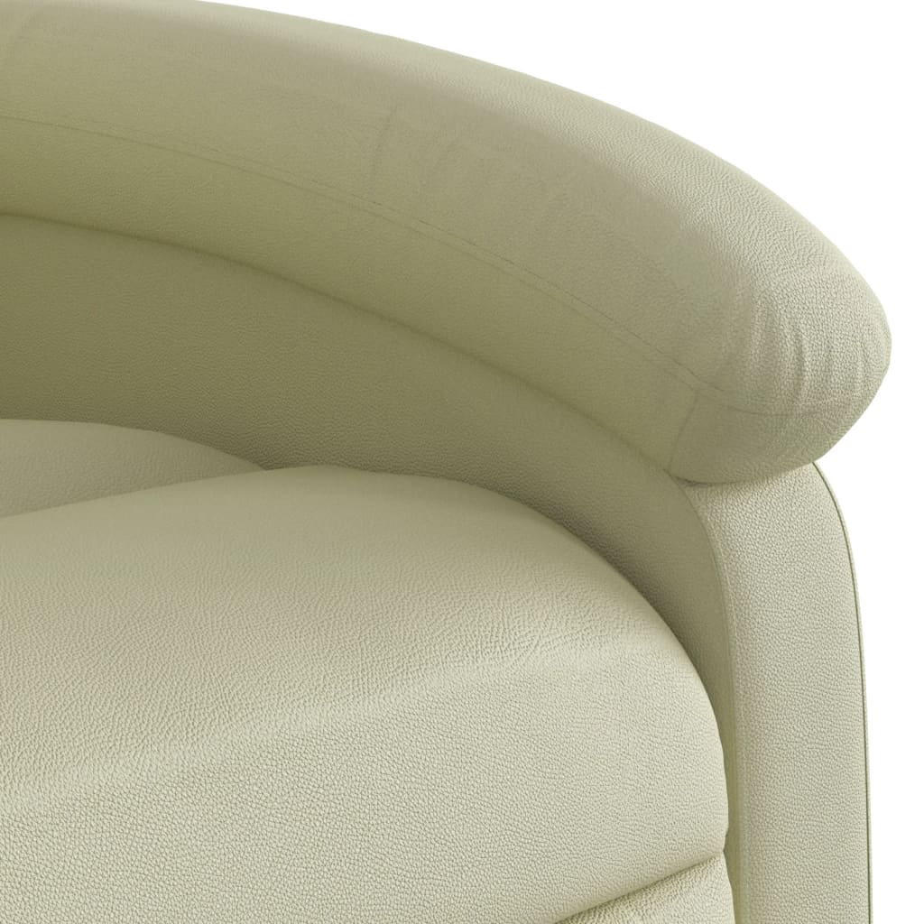 Poltrona Massaggiante Elettrica Reclinabile Crema in Vera Pelle - homemem39