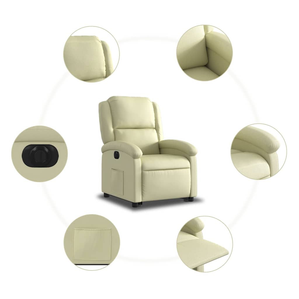 Poltrona Alzapersona Reclinabile Elettrica Crema in Vera Pelle | homemem39