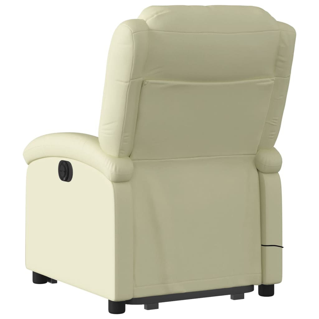 Poltrona Alzapersona Massaggi Reclinabile Elettrica Crema Pelle | homemem39
