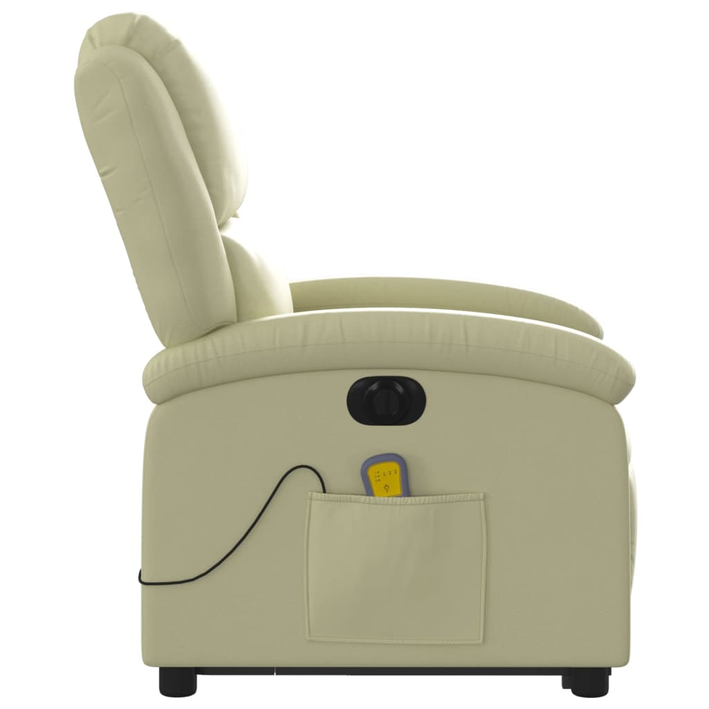 Poltrona Alzapersona Massaggi Reclinabile Elettrica Crema Pelle - homemem39