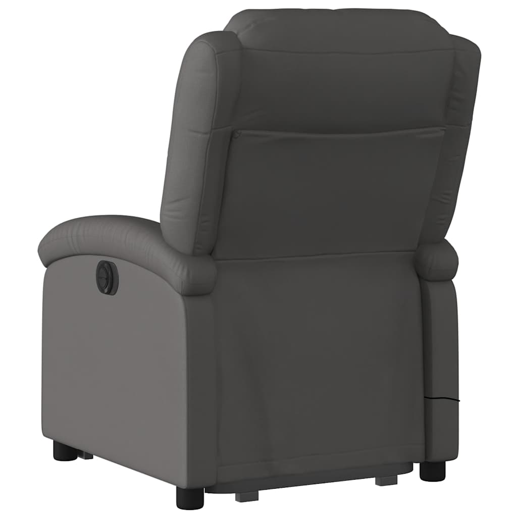 Poltrona Alzapersona Massaggi Reclinante Elettrica Grigia Pelle | homemem39