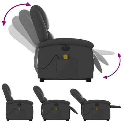 Poltrona Alzapersona Massaggi Reclinante Elettrica Grigia Pelle | homemem39