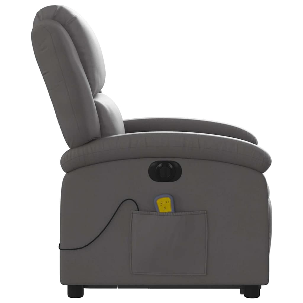 Poltrona Alzapersona Massaggi Reclinante Elettrica Grigia Pelle | homemem39