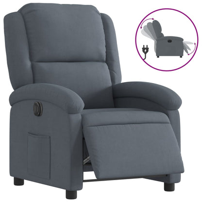 Poltrona Elettrica Reclinabile Grigio Scuro in Vera Pelle - homemem39