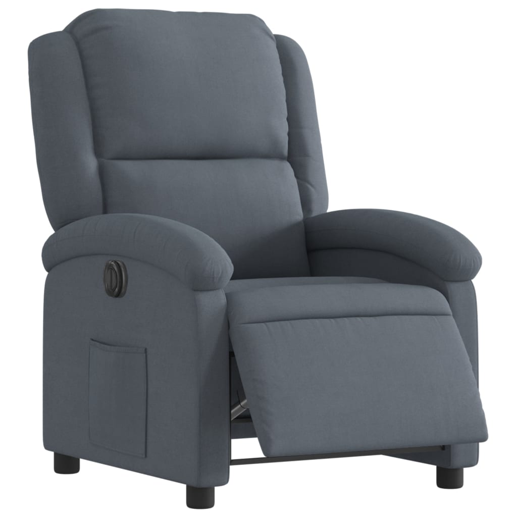 Poltrona Elettrica Reclinabile Grigio Scuro in Vera Pelle - homemem39