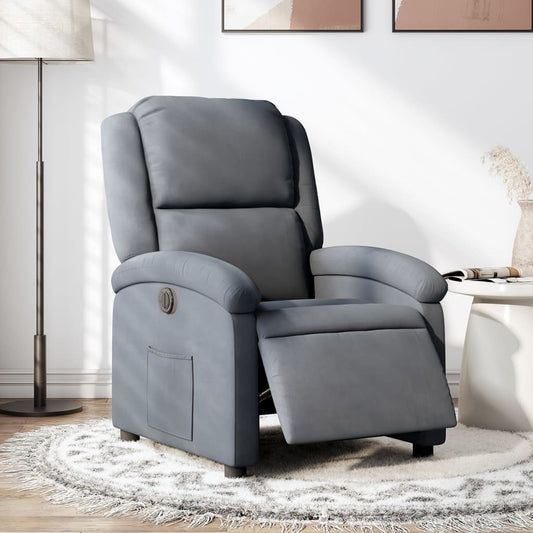 Poltrona Elettrica Reclinabile Grigio Scuro in Vera Pelle - homemem39