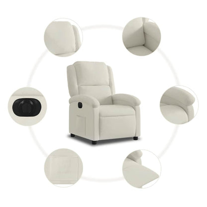 Poltrona Elettrica Reclinabile Crema in Velluto | homemem39