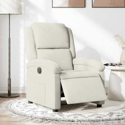 Poltrona Elettrica Reclinabile Crema in Velluto | homemem39
