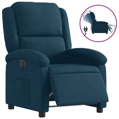 Poltrona Reclinabile Elettrica Blu in Velluto | homemem39