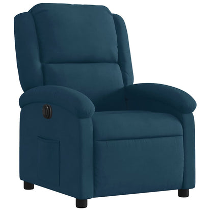 Poltrona Reclinabile Elettrica Blu in Velluto | homemem39