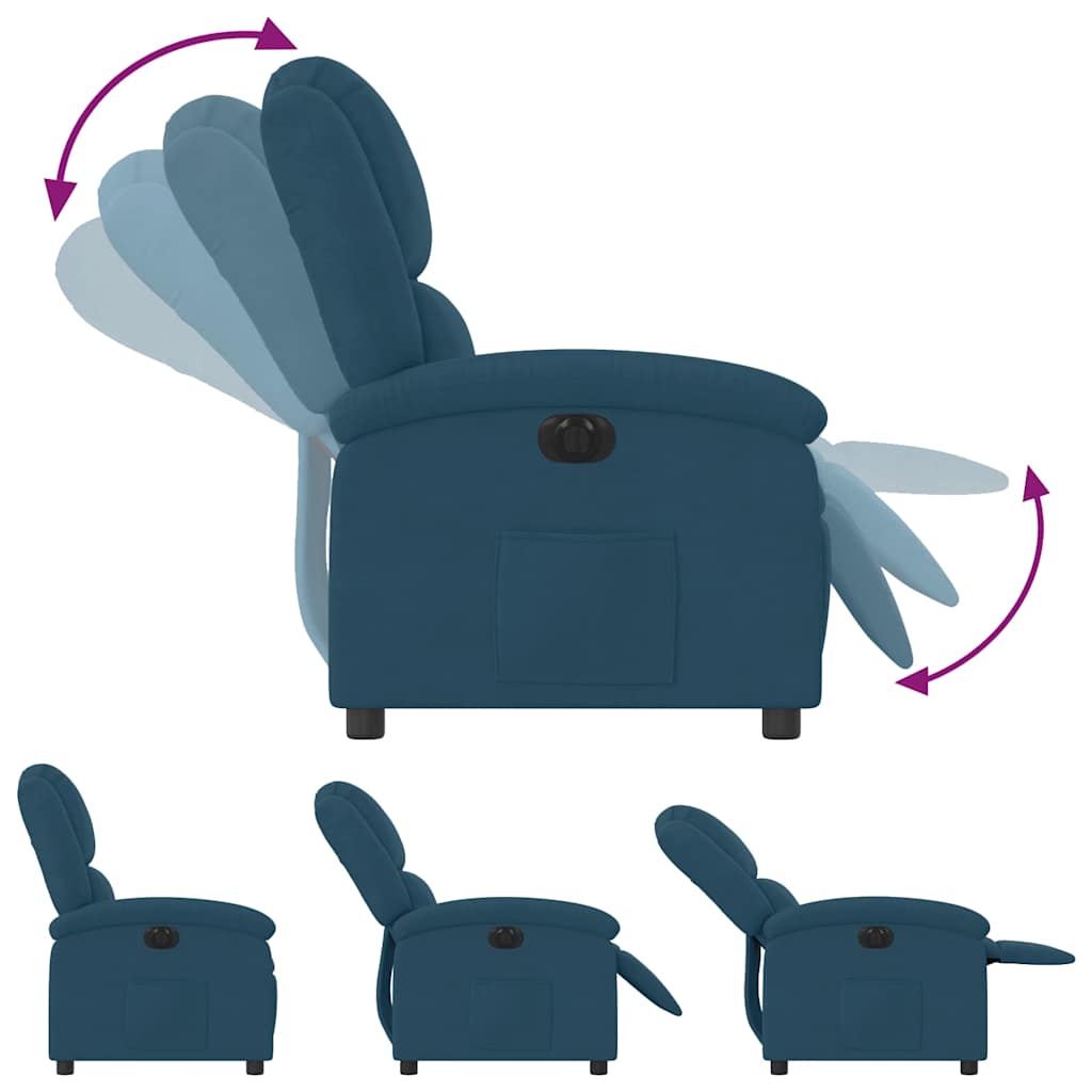 Poltrona Reclinabile Elettrica Blu in Velluto | homemem39