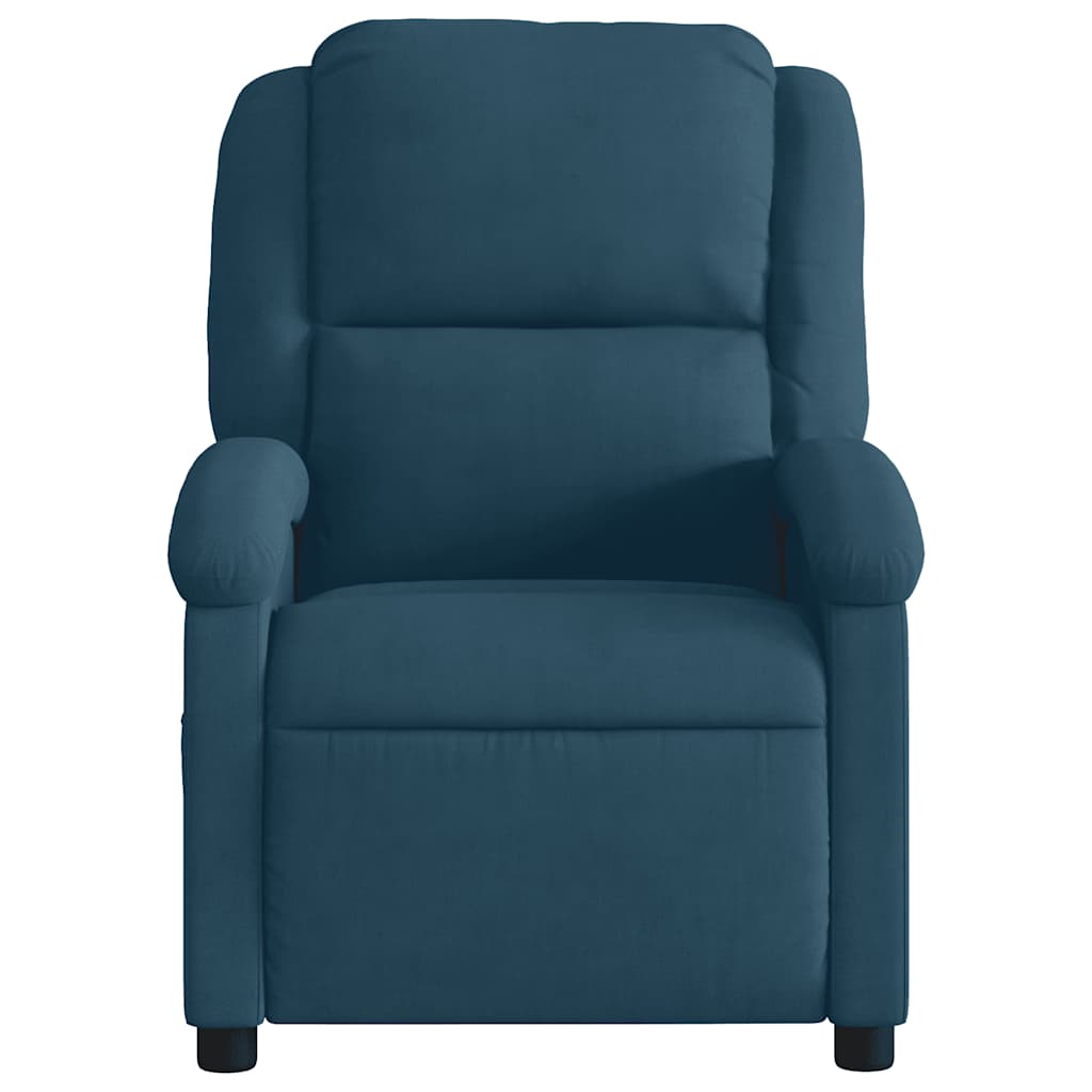 Poltrona Massaggiante Reclinabile Elettrica Blu in Velluto | homemem39