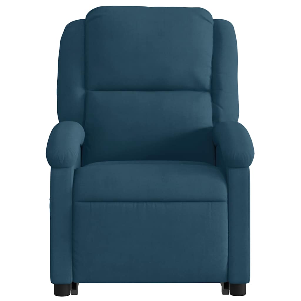 Poltrona Alzapersona Reclinabile Blu in Velluto