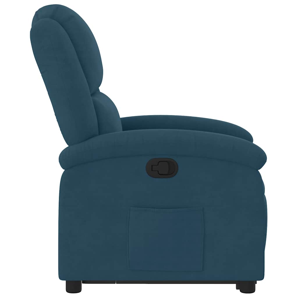 Poltrona Alzapersona Reclinabile Blu in Velluto | homemem39