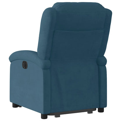Poltrona Alzapersona Reclinabile Blu in Velluto