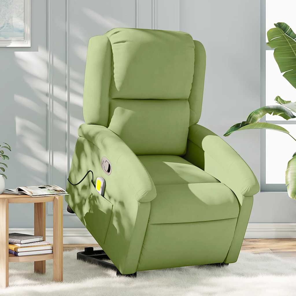 Poltrona Alzapersona Reclinabile Verde Chiaro in Velluto