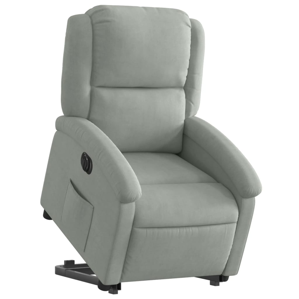 Poltrona Alzapersona Reclinante Elettrica Grigio Chiaro Velluto | homemem39