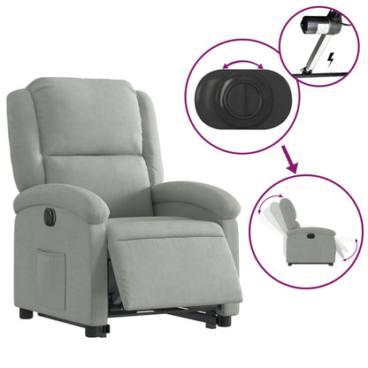 Poltrona Alzapersona Reclinante Elettrica Grigio Chiaro Velluto | homemem39
