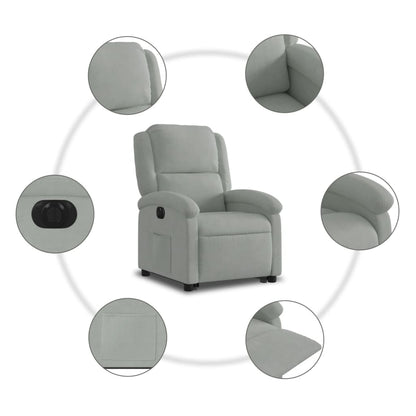 Poltrona Alzapersona Reclinante Elettrica Grigio Chiaro Velluto | homemem39