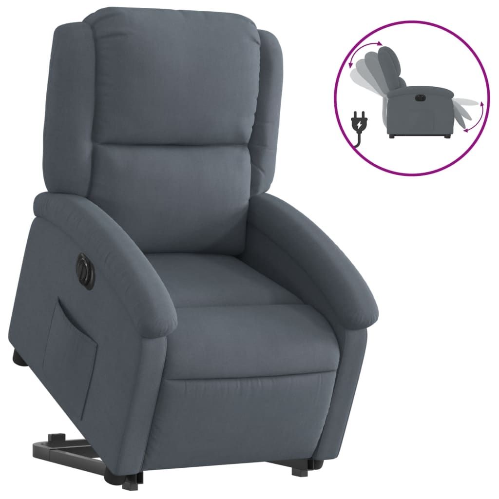 Poltrona Alzapersona Reclinabile Elettrica Grigio Scuro Velluto - homemem39