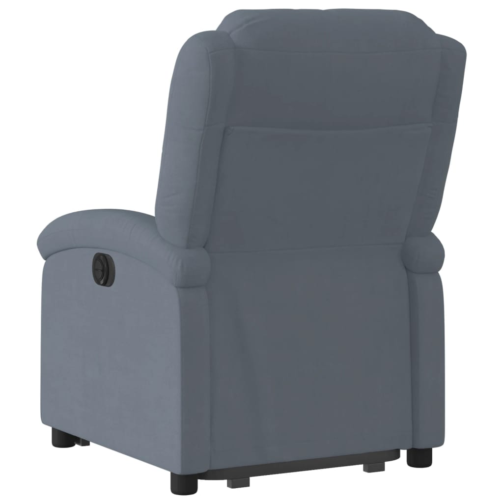 Poltrona Alzapersona Reclinabile Elettrica Grigio Scuro Velluto - homemem39