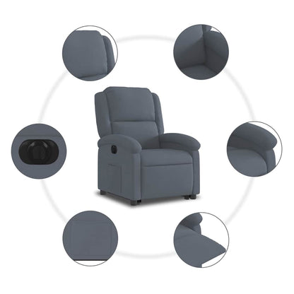 Poltrona Alzapersona Reclinabile Elettrica Grigio Scuro Velluto | homemem39