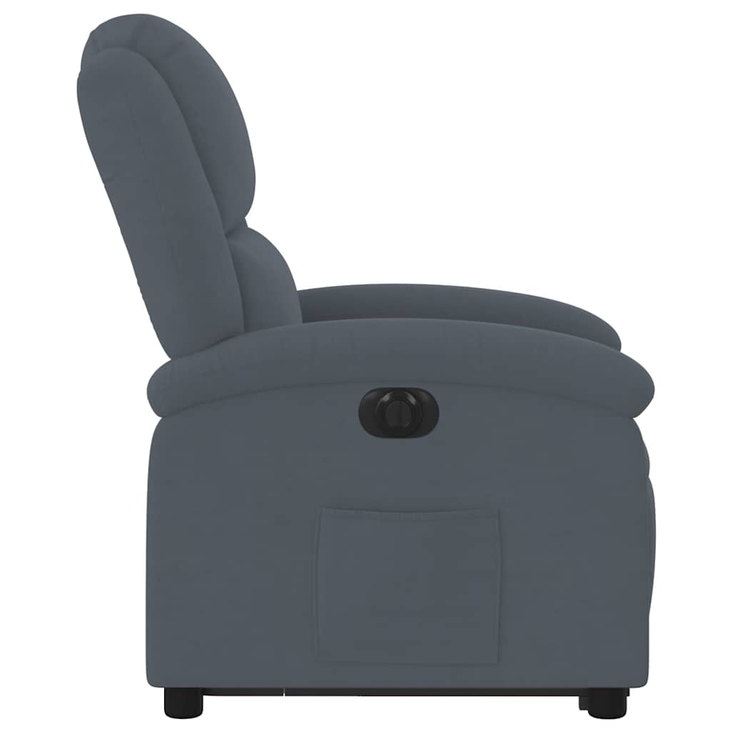 Poltrona Alzapersona Reclinabile Elettrica Grigio Scuro Velluto | homemem39
