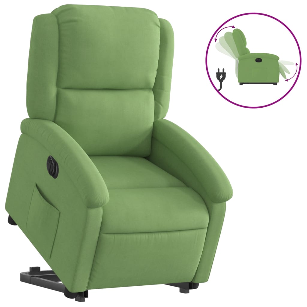 Poltrona Alzapersona Reclinabile Elettrica Verde Chiaro Velluto