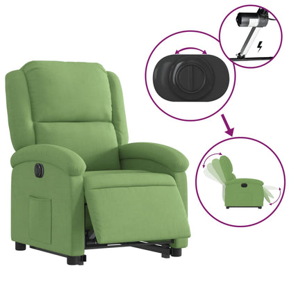 Poltrona Alzapersona Reclinabile Elettrica Verde Chiaro Velluto