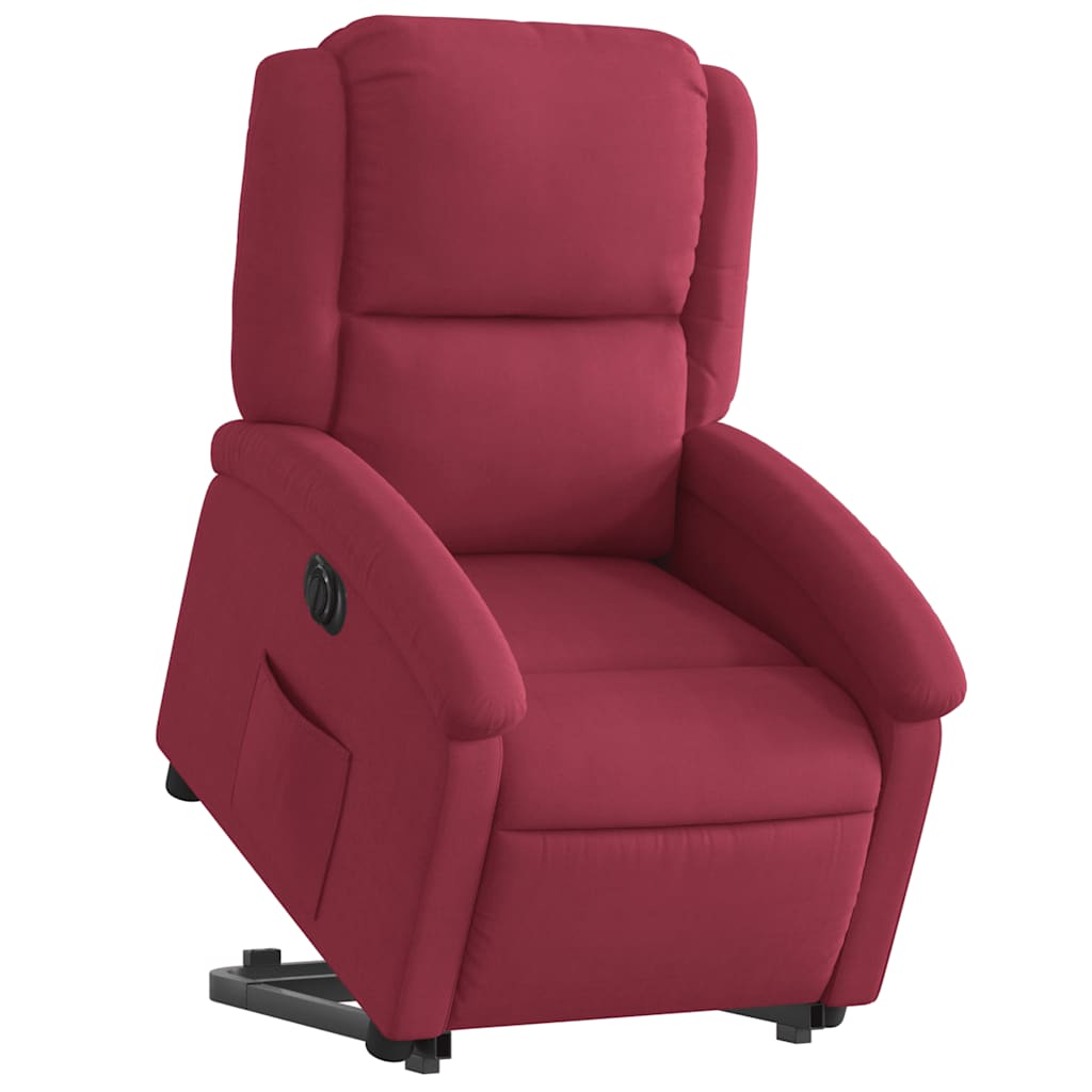 Poltrona Alzapersona Reclinabile Elettrica Rosso Vino Velluto | homemem39