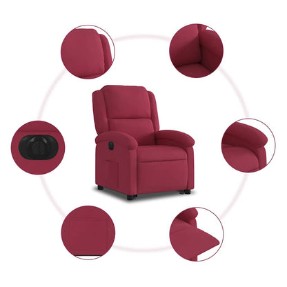Poltrona Alzapersona Reclinabile Elettrica Rosso Vino Velluto | homemem39