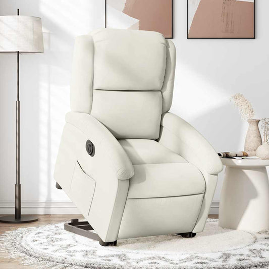 Poltrona Alzapersona Reclinabile Elettrica Crema in Velluto | homemem39