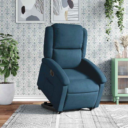 Poltrona Alzapersona Reclinabile Elettrica Blu in Velluto