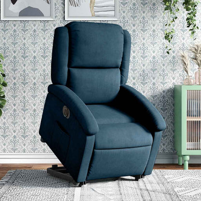 Poltrona Alzapersona Reclinabile Elettrica Blu in Velluto | homemem39